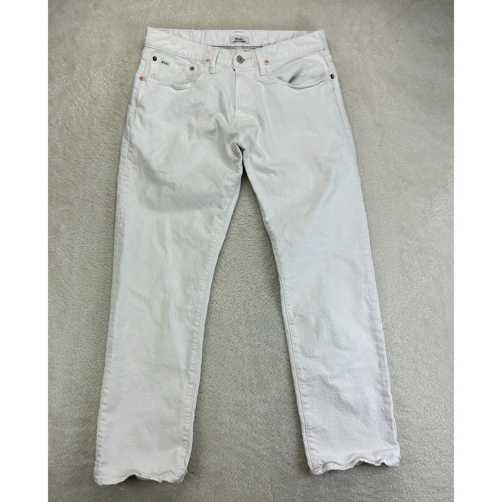 Polo Ralph Lauren Hampton Jeans Mens 31x30 Relaxed Straight White Denim Stretch